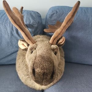 Gund Plush Moose Head Wall Decor Brown Tan baby Kids Bedroom Animal Toy Room